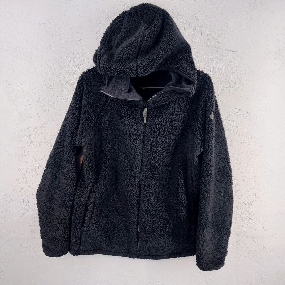 Burton Womens Black Full Zip Sherpa Fleece Hooded Jacket Size Medium
